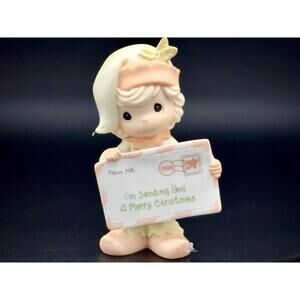 Precious Moments Figurine Holding Christmas Letter